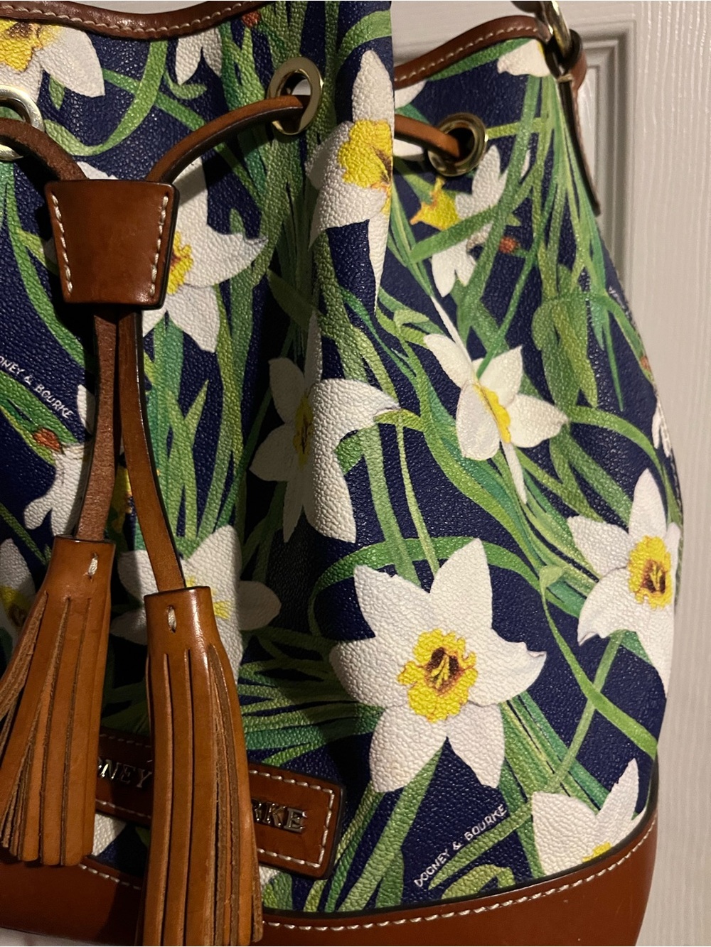 Dooney & Burke Daffodil Drawstring Bucket Bag with Leather Trim - Picture 2 of 5